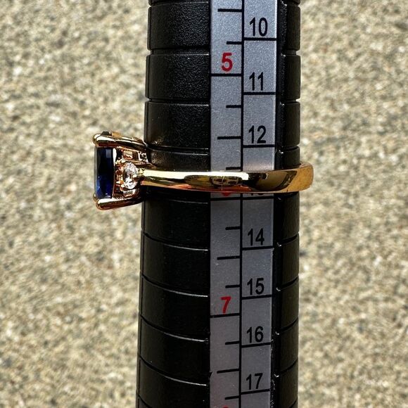 NEW Prong Set Cobalt Blue Oval Stone 18K Rose Gold Plated Nickel Free Ring 5.75 - Picture 7 of 9